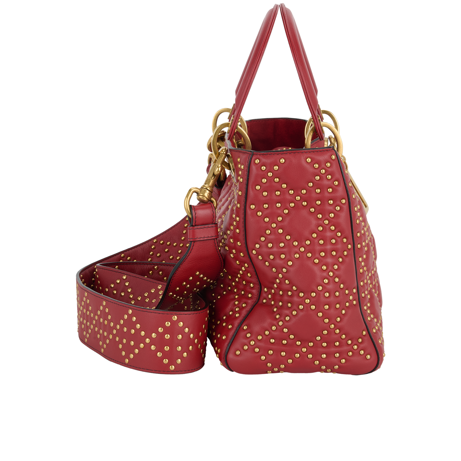 Medium Supple Lady Dior, &pound;2,200, Handbags, Red, Leather, Side view